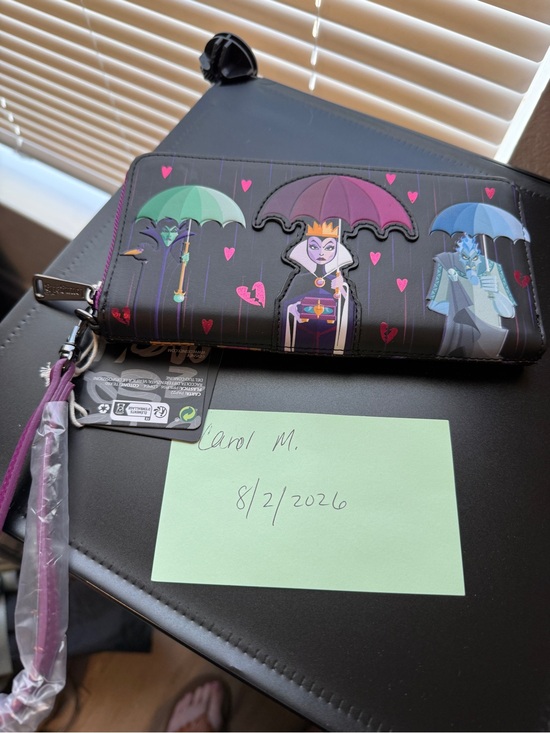 Loungefly Handbags - Loungefly Black Villain Wristlet Wallet with Pink, Teal & Purple Accents